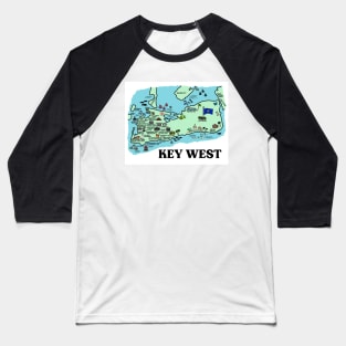 Key West Map Art Baseball T-Shirt